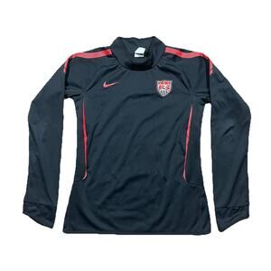 Nike US Soccer Shield Long Sleeve Top Mens M Black Red Training